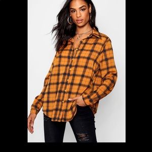 BOOHOO tall woven plaid shirt